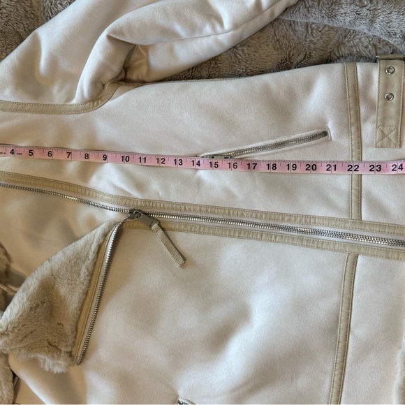 Zara Cream Faux Fur Moto Jacket - Picture 11 of 14